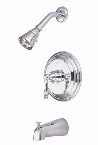 Kingston Brass KB3631AL Restoration Tub and Shower Faucet with Metal Lever Handle, Polished Chrome