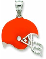 Sterling Silver Cleveland Browns Enameled Helmet Charm