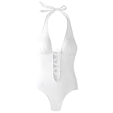 Ring trimmed halter swimsuit