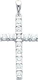 14K White Gold Diamond Cross Pendant Charm Jewelry