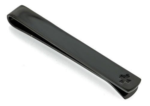 Ion plated stainless steel tie slide with cross accent with presentation box