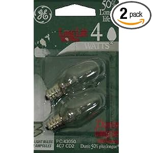 GE 43050-24 Night Light Long Life Clear C7 Bulb, 4-Watt, 24-Pack by General Electric