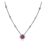 Eve's Addiction Sterling Silver CZs By The Yard Necklace with Raspberry CZs