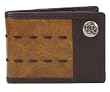 Brown and Tan Leather Money Clip with Emblem - Collegiate Series