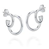 Sterling Silver Double Hoop Design Earrings