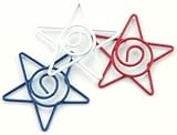 Painted Metal Spiral Star Paper Clips, 15/Pkg: Red, White, Blue Assortment