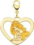 14K Gold Disney Princess Jasmine Heart Lobster Clasp Charm