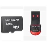 SanDisk 1 GB MicroSD Card (Retail Package) + MobileMate Micro MicroSD / MicroSDHC / M2 Card Reader (Bulk Package)