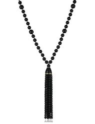Kenneth Jay Lane Black Bead and Tassel Necklace