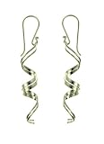 Silver Ladies Double Sprial Twist Hook Wire Drop Earrings