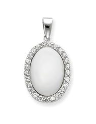 Sterling Silver CZ and White Mother of Pearl Pendant