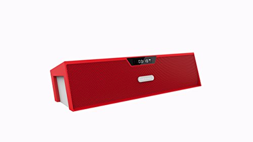 Sun Joyful Wireless Portable Bluetooth Stereo Outdoor Speaker with FM Radio,Built-in Mic, LED Display, Alarm Clock,Support TF card/Micro SD Card, Bluetooth Speaker for iphone, Samsung(Red)