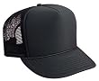 Professional Style Polyester Foam Front High Crown Golf Style Mesh Back Adjustable Hat Cap - Black