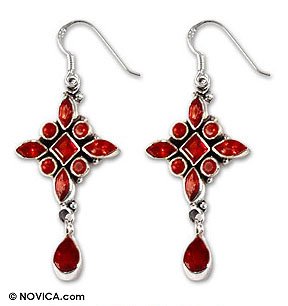 Garnet earrings Red Star 2 L