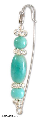 Amazonite brooch, 'Sorrento' 0.6 W 3.5 L