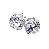 Fathers Day Gifts Bling Jewelry Basket Set Mens Round CZ Stud Earrings 925 Sterling Silver 5mm
