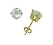 14K Yellow Gold Four Prong 5mm Round Aquamarine Stud Earrings