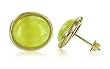 14 KT Yellow Gold Yellow Jade 14K Stud Post Button Earrings