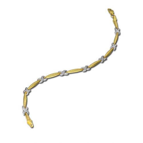 Two Tone Fancy X Link Bracelet