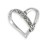 Sterling Silver Marcasite Heart Slide
