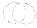 Italian Sterling Silver Pallini Flower and Circle Fashion Anklet Set