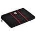 Swiss Mobility 10-Inch Netbook Horizontal Sleeve in Black with Dual Thin Red Stripes