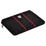 Swiss Mobility 10-Inch Netbook Horizontal Sleeve in Black with Dual Thin Red Stripes