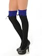Black Over the Knee Socks with Blue Trim Top Adjustable Ties Womens