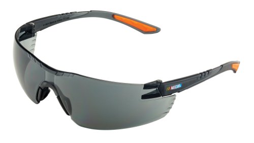 Encon Nascar 442 Wraparound High Performance Safety Eyewear with Orange Tip, Gray Lens, Gray Frame