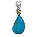 Freeform Chrysocolla and 7mm X 5mm Peridot Pendant With Cut Out Design Sterling Silver Bale