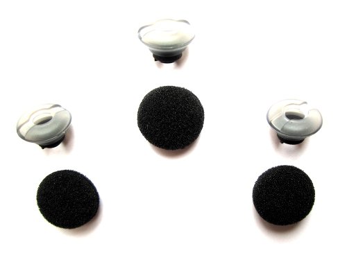 3pcs New Original (OEM) Medium Size Good Quality Eartips + Soft Foams for Plantronics Voyager PRO HD , PRO+ , PRO UC , PRO Wireless Bluetooth Headset PRO + Pro Plus ProHD ProUC Headsets Ear Gel Bud Tip Gels Buds Tips Eargel Earbud Eartip Eargels Eartips Earbuds Replacement Part Parts + Black Sea International Logo Good Quality Micro Fiber Cleaning Cloth (random color)