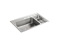 Hot Sale KOHLER K-3347R-4-NA Toccata High/Low Self-Rimming Kitchen Sink