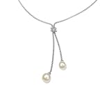 Freshwater White Lariat 7.5-8mm Pearl Necklace in Sterling Silver