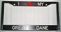 Black Plastic I Love My Great Dane Frame