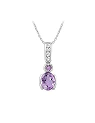 Amethyst and White Topaz Drop Pendant in Sterling Silver