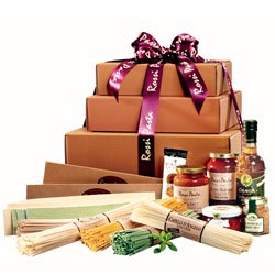 Abundance Pasta Tower with Gourmet Linguini, Lasagna, Pesto, Olive Oil, and Tuscan Salt by Rossi Pasta