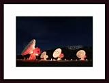 Radio Telescope Dishes at Night, Art Poster with Wood Frame, poster size: 20