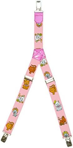 Patterned Kid's Clip Suspenders - Pink Kittens