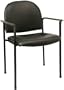 Comfortable Stackable Steel Side Office Chair with Arms, Black Vinyl