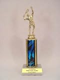 12 Inch Quick Ship Single Column Trophy: Female Tennis Figure, Red Column (Includes Free Engraving)