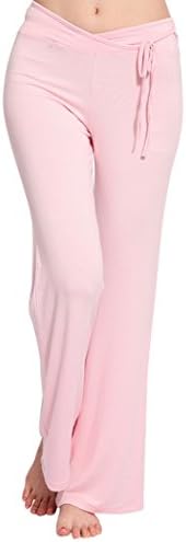 LIANTANG Womens Soft Elastic Waistband Fitness Loose Yoga Pants Size M - Pink