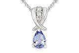 1/2 Carat Tanzanite and Diamond 14K White Gold Pendant w/Chain