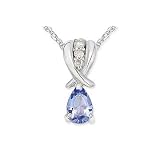 1/2CaratTanzaniteandDiamond14KWhiteGoldPendantw/Chain