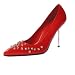 Women's Sexy High Heel Pumps Stud Detail 4 Inch Heel Pointed Toe Pump Black Red Silver