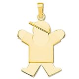 14K Yellow Gold The Kids Joy Boy Pendant / 25.50X18.50 mm