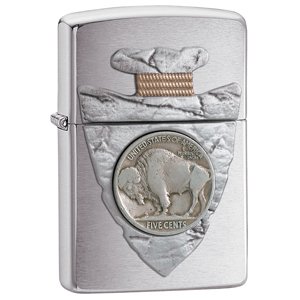 Brushed Chrome, Piercing Buffalo Nickel Emblem