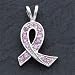 Sterling Silver Pink CZ (Cubic Zirconia) Ribbon Pendant with 20 inch Sterling Silver Chain