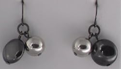 Ebony and Silver Spheres Earrings