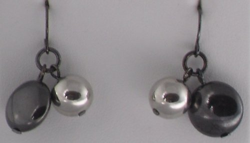 Ebony and Silver Spheres Earrings