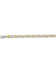 8mm Fancy Two Tone Gold Link Bracelet 8"